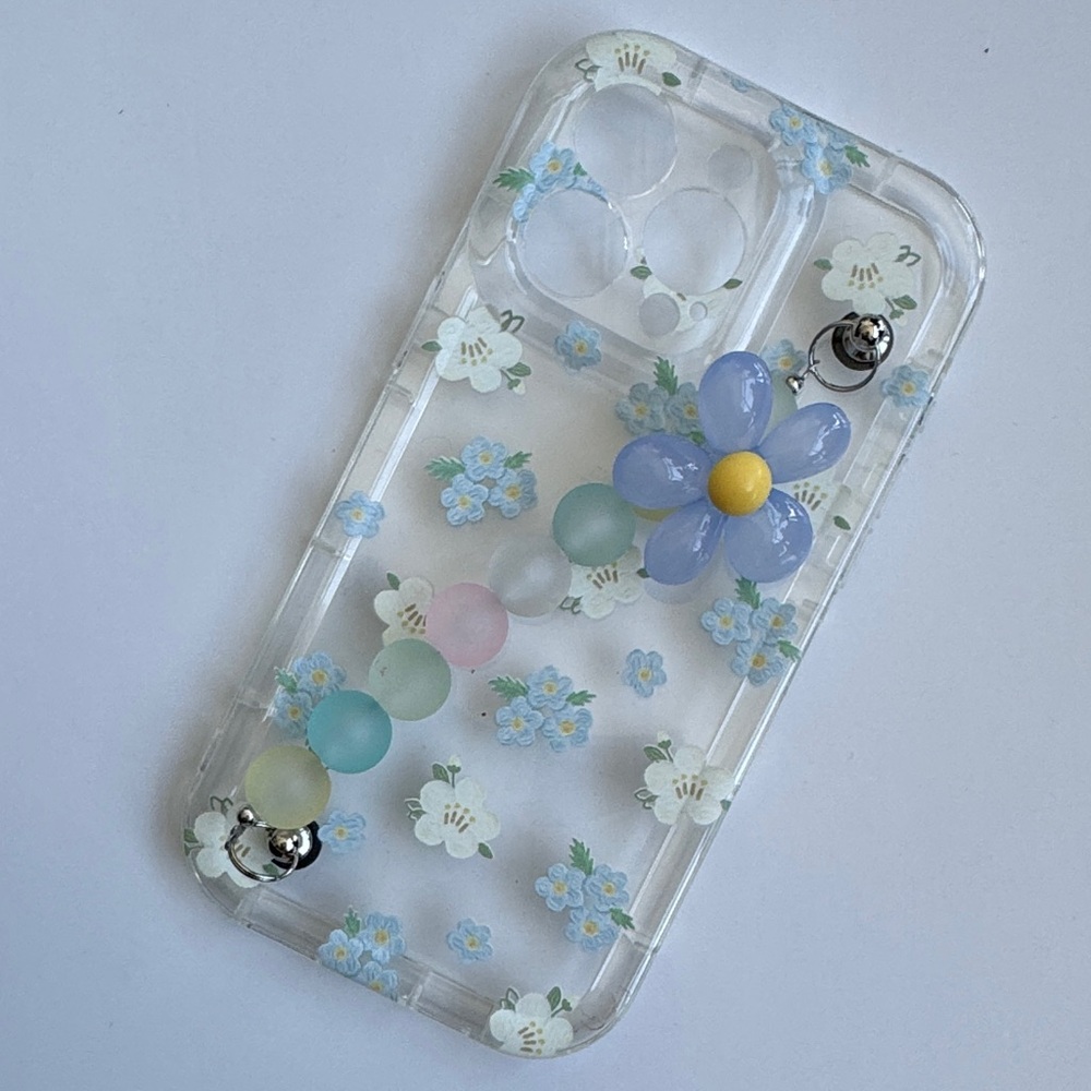 I-Phone 15 Pro Max Floral Phone Case with Beaded Strap